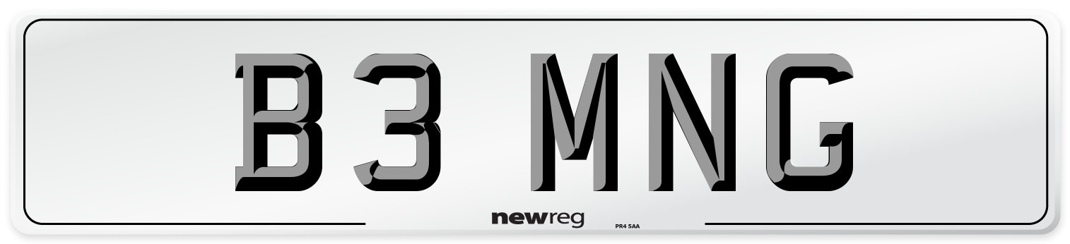 B3 MNG Number Plate from New Reg